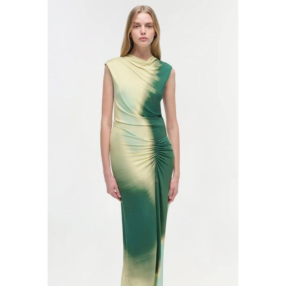 Jonathan Simkhai Acacia Sleeveless Midi Dress in Sea Glass Sunset Print XS